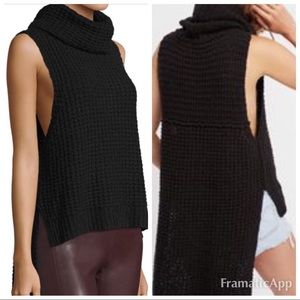Free People Black Sleeveless Cowl Neck Sweater
